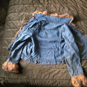 One Tuff Babe Girls Jean jacket with fox fur, sizeM